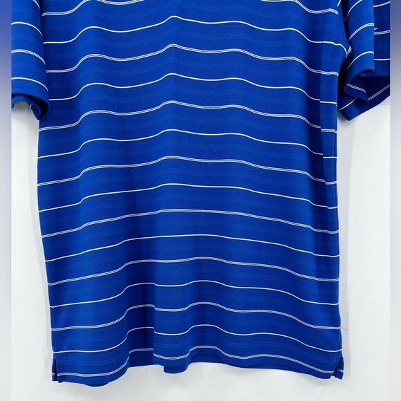 Nike Golf Polo Shirt Striped Dri-Fit Short Sleeve Button Blue White Men Medium - Picture 5 of 13